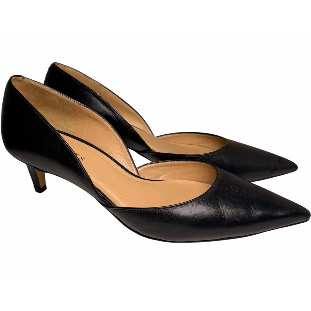 Talbots Black Leather D’Orsay Kitten Heel Pumps 8.5 AA Narrow - Picture 5 of 13